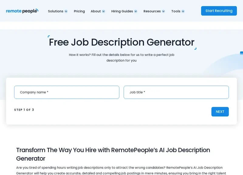 Recooty - Job Description Generator
