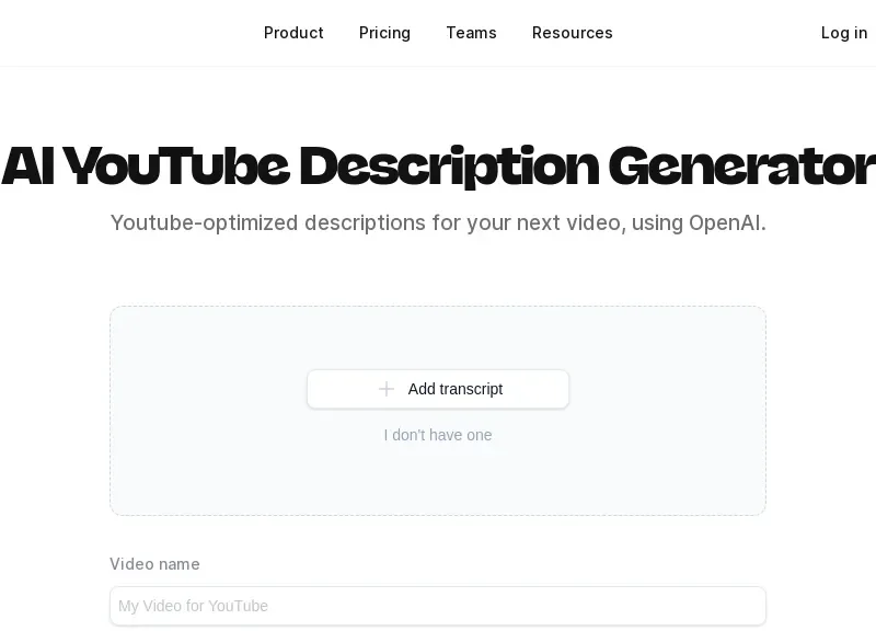 AI YouTube Description Generator