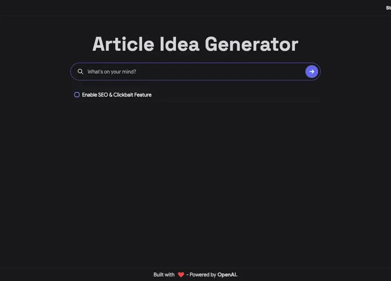Article Idea Generator