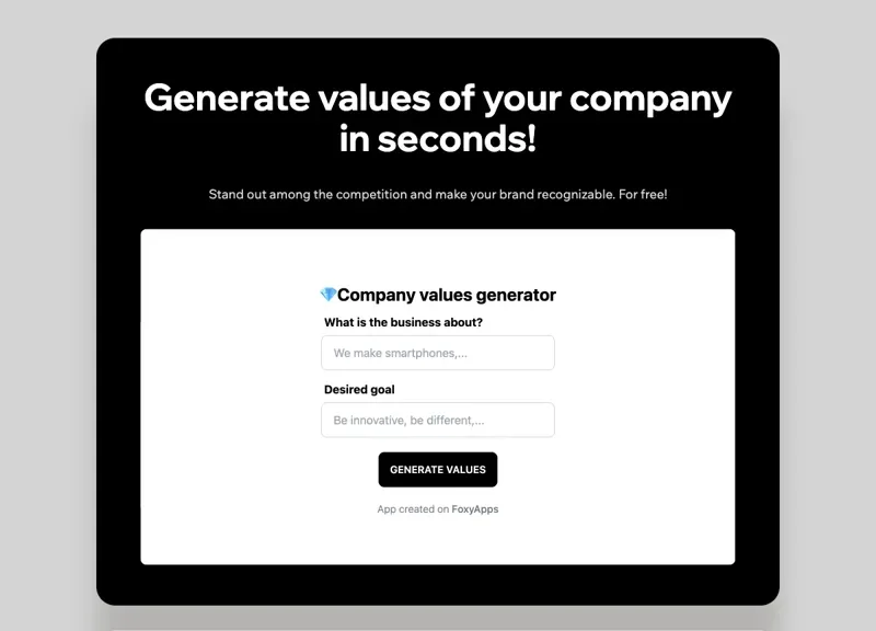 Company Values Generator