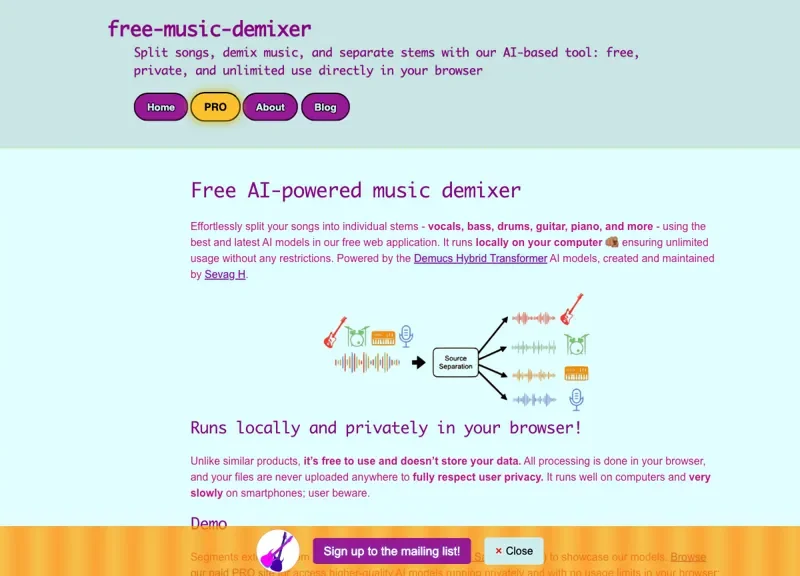 Free Music Demixer