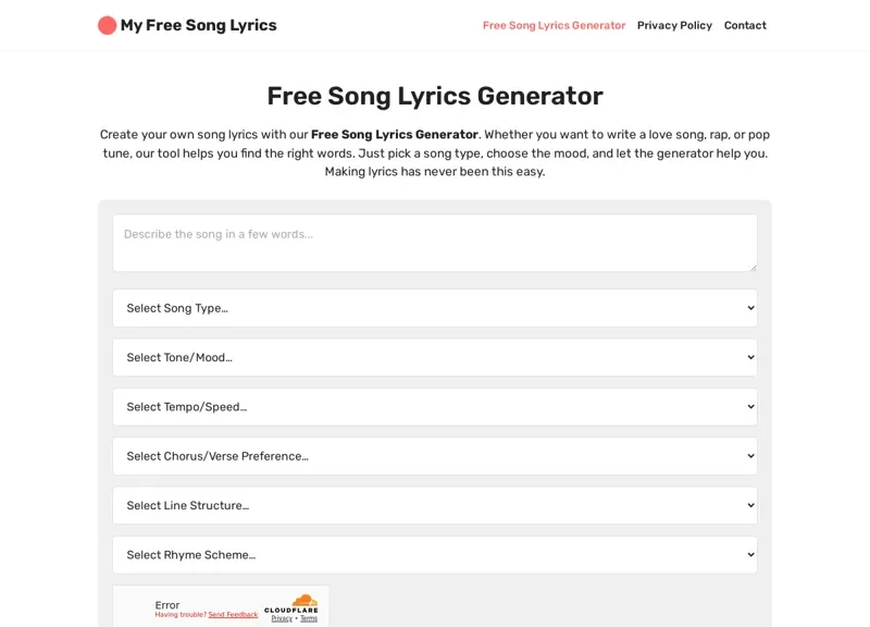 Free Song Lyrics Generator