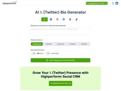 HighPerformer Social Bio