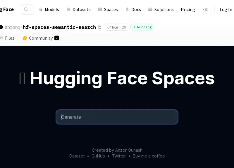 Huggingface Spaces Semantic Search