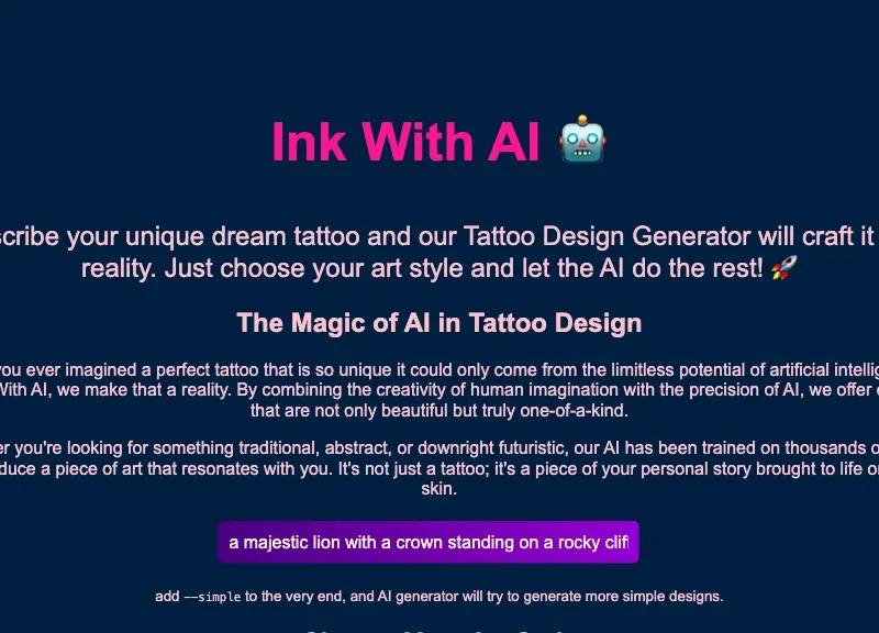 Ink With AI - Tattoo Designer
