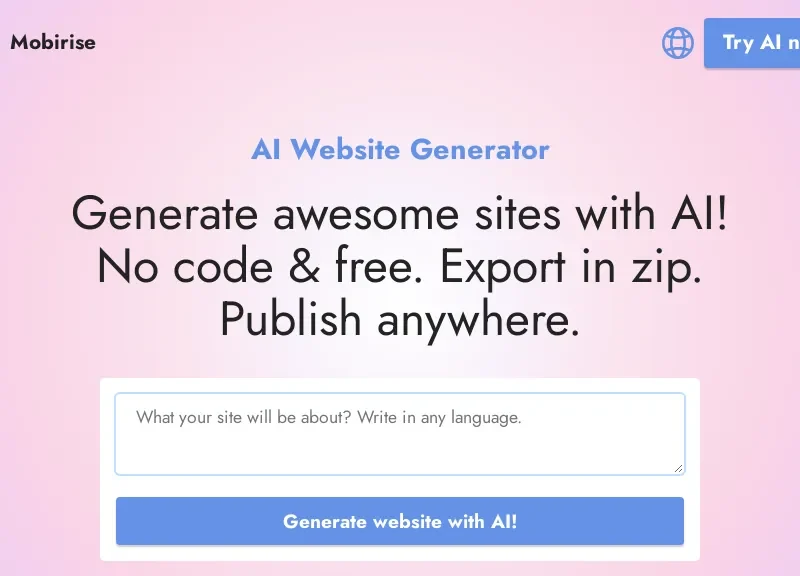 Mobirise AI Website Generator