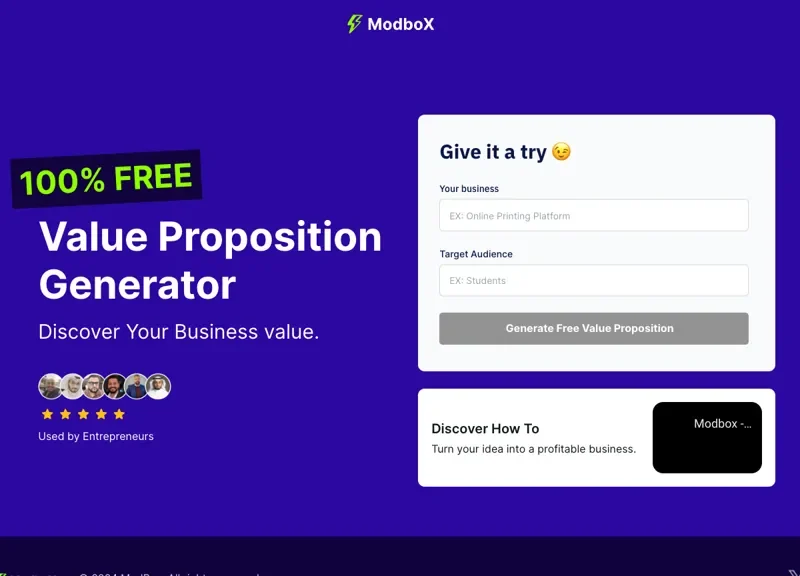 Modbox - Value Proposition Generator