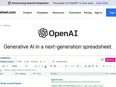 OpenAI In Spreadsheet