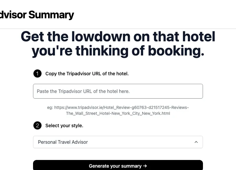TripAdvisor Summary